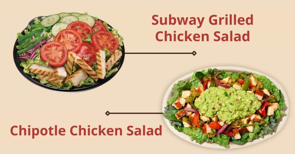 subway grilled chicken salad vs chipotle chicken salad